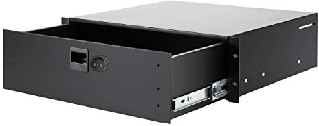 Infitronic 19 Zoll Rackschublade 3HE Aluminium Vollauszug – Premium Netzwerkschrank Schublade mit Zahlenschloss, Kabeldurchlass & Lüftung, 25kg Traglast, Leichtbau, Schwarz INRS213A