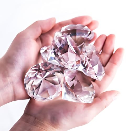 Pack of 6 Clear Crystal Diamond Glass Jewels Home Decor, Wedding Table Decoration, Glass Paperweight 50mm (2in)