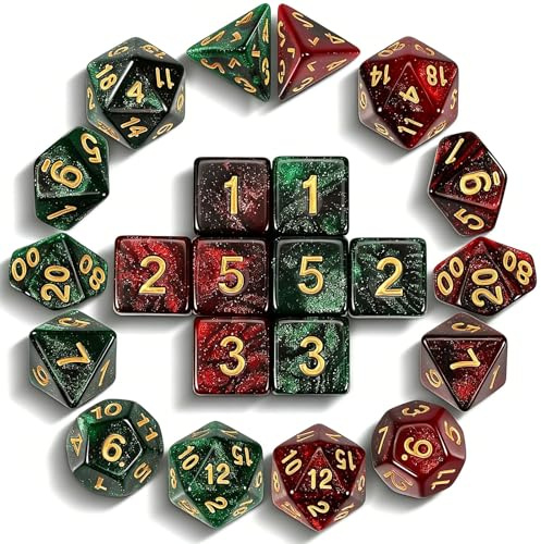 CiaraQ Polyhedral Dice Set - DND Role Playing Dice for Dungeons and Dragons RPG Table Games, Multi-Color, 22pcs