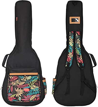YUEER 40 41 Inch Acoustic Guitar Bag 0.35 Inch Thick Padding Waterproof Dual Adjustable Shoulder Strap Guitar Case Gig Bag with Back Hanger Loop, Black