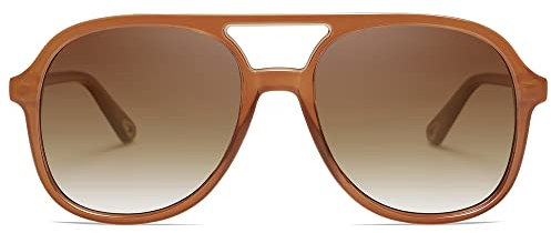 SOJOS Sonnenbrille Herren Damen Retro, Vintage Polarisiert Verspiegelt Groß Eckig 70er Jahre Rechteckig Unisex UV400 Schutz Brille SJ2174, Dunkelbraun/Gradient Braun