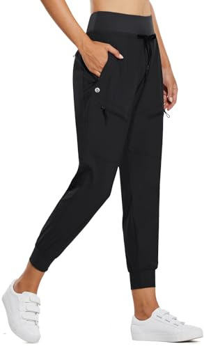 baleaf Damen Cargo Jogginghose 25'' Leichte Wanderhose Atmungskativ Schnelltrocknend Workout Lounge Casual Outdoor Funktionshose Schwarz XXL