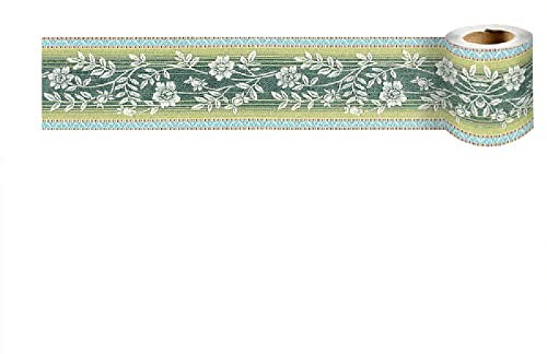 Dostear Bordo decorazione autoadesiva rimovibile per cucina bagno piastrelle adesivo per pareti autoadesiva Foglie Bianche 10cm X 240cm