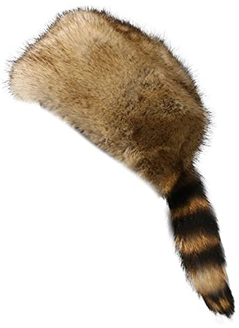 Altsuceser Waschbärschwanz aus Kunstfell, rund, flache Oberseite, Boone-Hut, Waschbärschwanz, Mützen für den Winter, Einheitsgröße, M