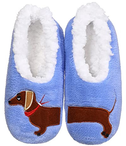 ZYZX Calzini da Pantofola Caldi Invernali da Donna Super Soft Antiscivolo Suola Morbida e Morbida Fodera in Pile sfocato Pantofole da Interno Bassotto Regali per Signora