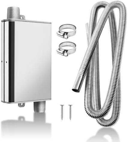 MaxEarn 200CM Edelstahl Abgasschlauch für Standheizung mit Schalldämpfer | Auto Abgasrohr mit Verbesserter Schalldämpfer + 2 Klemmen, Flexibel Auspuffrohr für Diesel Luftheizung, Generator & Fahrzeug
