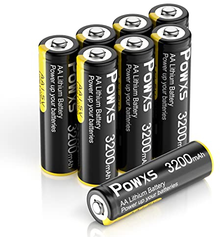 POWXS AA Lithium Batteries, 8Pack 1.5V Lithium Iron Double A Batteries 3200mAh Super Capacity for Blink Camera, Video Doorbell, Flashlight, Toys, Remote Control 【Non-Rechargeable】