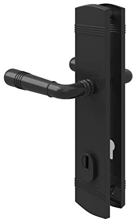 MS Beschläge Schutzbeschlag Sicherheitsbeschlag Türdrücker Haustürbeschlag Kernziehschutz Schwarz matt Wechselgarnitur (Drücker/Drücker, DIN 10/92)