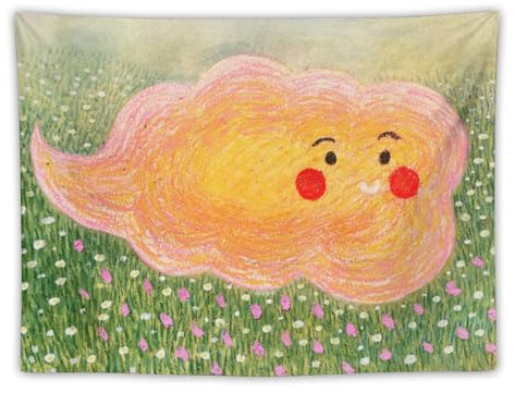 ELARCO Wandteppic Schöne Blumen Wandbehang Wandtuch Grünes Gras Waschbar ohne Verblassen Digitaldruck Tapisserie 230 x 180 cm Wanddeko für Schlafzimmer Wohnzimmer Wohnheim