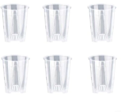 Macetas transparentes de plástico transparente con agujeros de drenaje para orquídeas, suculentas, plantas de interior, exteriores, balcón, escritorio de oficina (14 cm/6 piezas)