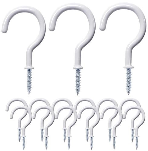 Lyxtiorn Lot de 30 crochets à vis blancs de 2,5 cm pour suspendre des plantes, des tasses en bois