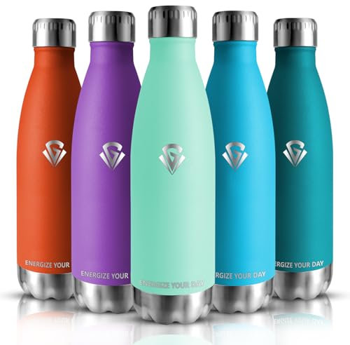 Grsta Botella Agua Acero Inoxidable - 500ML - Botella Termica - Botella Agua Niños - Sin BPA - Cantimplora Termica Reutilizable, para Adultos, Escuela, Deportiva, Ciclismo, Gym