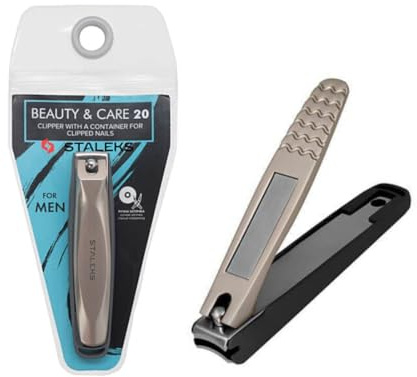 STALEKS PRO Beauty & Care 20 Nagelknipser für Männer mit Nagelfeile und Auffangbehälter