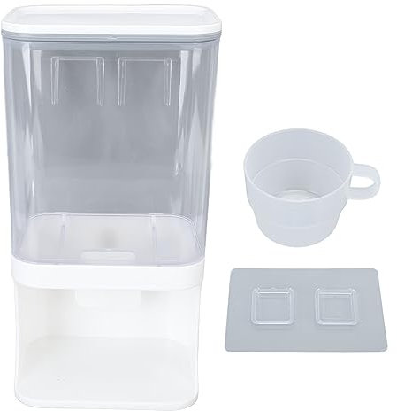HOOLEEY Rice Container Airtight Storage Dispenser Wall Mounted Sealed Bucket Press Type Kitchen Supplies (S)