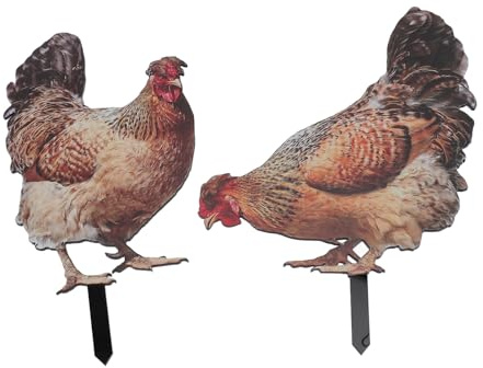 Doact 2 Stück Hühner-Gartenstecker, Handgefertigte Hühner-Rasenstecker für Hinterhöfe und Im Freien, DOACTig3oc1kpmb