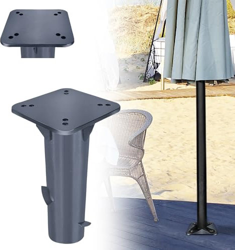 MAYTIIMO Base universale, supporto per ombrellone da pavimento, in metallo, per ombrellone, manovella, ancoraggio a pavimento, grigio scuro