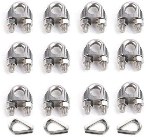 10 morsetti per fune metallica da 8 mm, in acciaio inox 304, M8, morsetti per fune metallica, morsetto per fune metallica, morsetto da 8 mm, fissaggio
