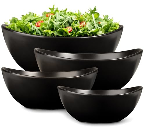 Home Beets Matte Black Ceramic Serving Bowls for Entertaining, 10-18-28-42 Ounce, Microwave, Oven & Dishwasher Safe, Large Serving Dishes, Prep Salad Bowls for Pasta, Parties, Catering, Set of 4