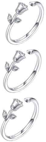 Holibanna 3stücke Silber Verstellbarer Rosenring Für Chic Finger Schmuck Romantische Geschenkidee Für Valentinstag Eleganter Damenring Für