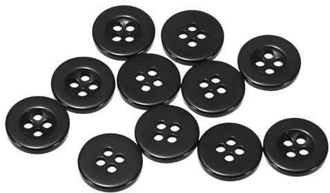 QUARKZMAN 10 Stück Knöpfe 12,5mm Bastelknöpfe Schwarz Nähknöpfe Harz Rund Flach 4-Loch Kunststoffknöpfe für Nähen DIY Handwerk Scrapbooking Dekorieren Kleidung Mänteln Blusen Hemden