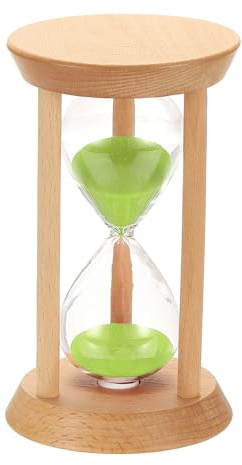 PATIKIL 10 Minutes Sand Timer, 1 Pcs Wooden Sand Watch High Glass Sandglass Timer for Living Room Home Office Restaurant Decoration, Green