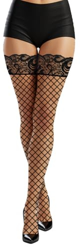 ALLY-MAGIC Netzstrümpfe, Halterl ose Strümpfe Damen, Stockings Sexy Strapsstrümpfe, Spitze Oberschenkel Seidenstrümpfe mit Rutschfestem Silicone für Verschiedene Feste und Partys E25-NSXGSW