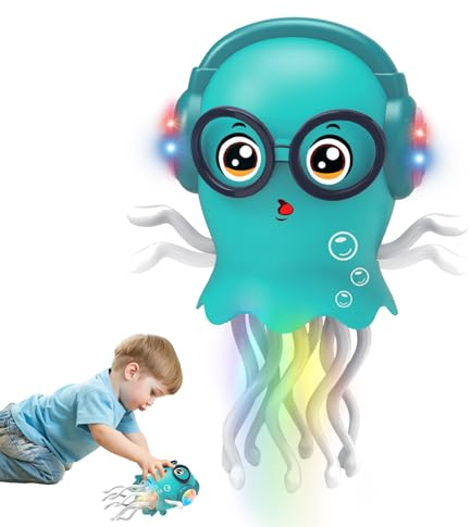 HOSSOM Giocattolo Medusa Danzante e Strisciante con Luce e Musica, Giocattolo Elettrico per Meduse Striscianti, Regalo di Compleanno Divertente