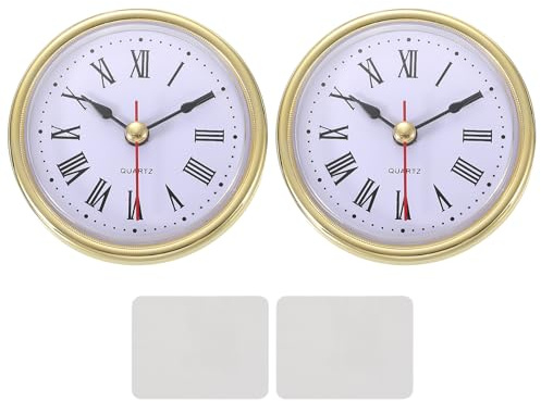 PATIKIL 2 set klassisk klockrörelse, 8,5 cm kvartsrörelse insats för kontor heminredning ersättning gör-det-själv, guld (romerskt skrift, aluminium)