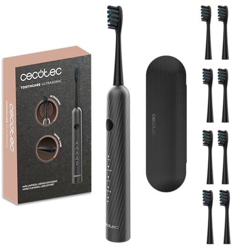 Cecotec Cepillo de Dientes Eléctrico Sónico ToothCare UltraSonic. 4 Modos, Vibraciones Alta Frecuencia hasta 40000rpm, Temporizador, Estuche y 8 Cabezales de Repuesto, Clasificación IPX7