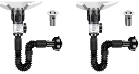 Mcnhbdgg 2X Kit de Vidange D'Évier de Salle de Bain avec Tuyau de Vidange D'Évier Flexible et Extensible en P, Tuyau de Vidange D'Évier Anti-