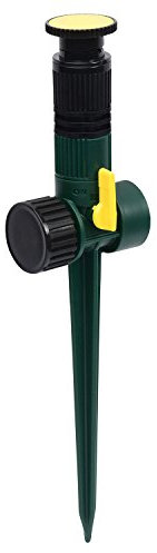 Melnor Multi-adjustable lawn sprinkler on a spike with integrated flow control, irrigates up to 9 m diameter, adjustable spray angle, direction and length