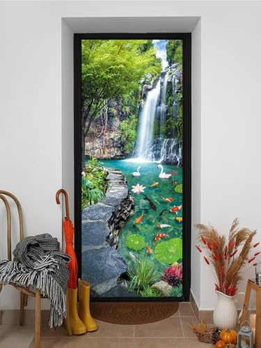FLFK 3D Türtapete Selbstklebend TürPoster 77x200cm-Garten Landschaft Türaufkleber Abziehen und Aufkleben Mauer Aufkleber Zuhause Dekor(2 Stk/Set)