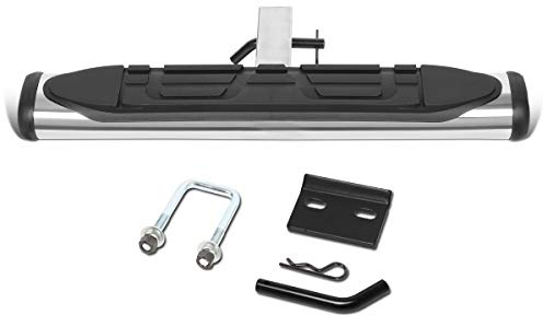 DNA Motoring PT-ZTL-8102-SS Universal Stainless Steel Trailer Towing Hitch Step Bar 26Wide x 4Oval 2Receiver,Chrome / Black