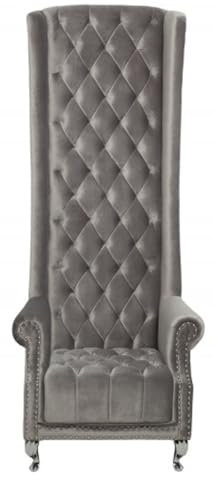 Casa Padrino Chesterfield Fåtölj Med Hög Rygg Silvergrå - Throne King Modern Barock