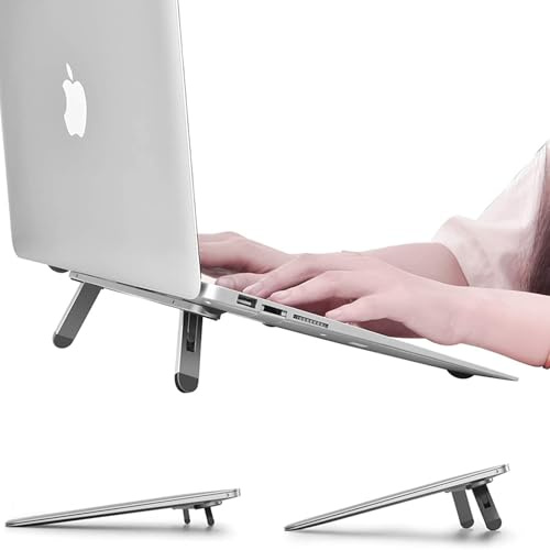 nediea Laptop Ständer Erhöhung, Mini Laptop Füße, Aluminium Notebook Stand | Klein Faltbarer Laptopständer Kompatibel mit MacBook Air Pro, Dell XPS, HP, mehr 10-15,6 Zoll Laptops, Tastaturs