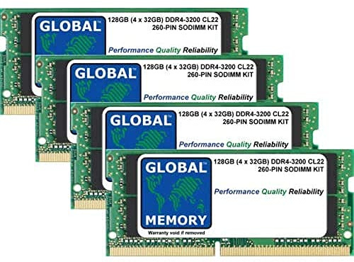 128GB (4 x 32GB) DDR4 3200MHz PC4-25600 260-PIN SODIMM Memoria RAM Kit para Ordenador PORTÁTILES/NOTEBOOKS