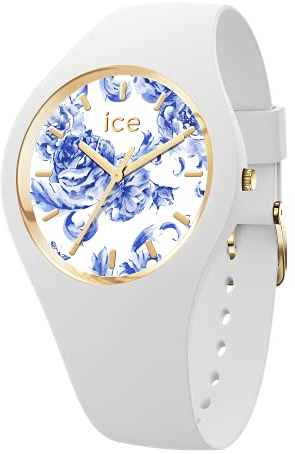 ICE-WATCH - Ice Blue White Porcelain - Montre Blanche pour Femme avec Bracelet en Silicone - 019227 (Medium)