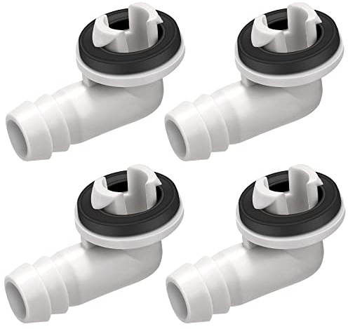 4Pcs 0.6 Inch 15mm Air Conditioner Drain Hose Connector Elbow Fitting Window AC Drain Adapter with Rubber Ring
