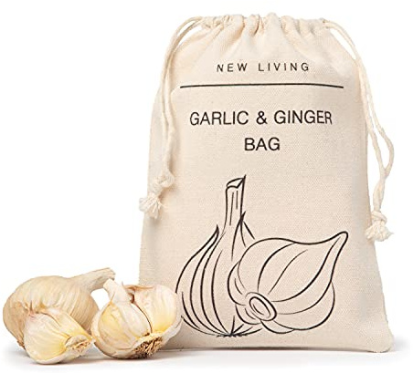 Garlic and Ginger Bag | Organic Linen Cotton Material | Eco Product | by New Living | Food Storage Bag |14 x 19 cm (1)
