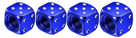 Blaue Aluminium-Würfel für Auto, Fahrrad, LKW, Motorrad, Luftventil, Staubkappen, 4 Stück