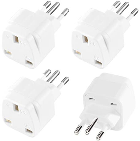 LUKELI 4 Pack UK to BRAZIL Plug Adapter Travel Plug to Brazil UK to Brazilian 3 pin plug Converter Power Adapter for BRAZIL and PARTS of South Africa (White 4 Pack)