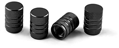 CGEAMDY 4 Bouchons Tige de Valve en Aluminium, Couvercle Bouchon Valve Pneu en Aluminium Caoutchouc pour Voitures, Bouchons Valve en Aluminium pour Pneus Voiture, Capuchon Roues Pneus Valves (Noir)