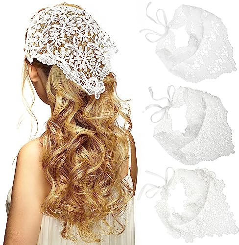 WELROG 3 PCS Hair Scarf, Hair Bandanas Chiffon Head Kerchief, Vintage Knitted Headband for Women, Headwrap for Girls