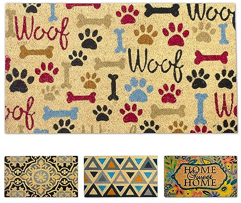 LUA VIKA Fußmatte Kokos - Bones - 40x70 cm - Fussmatte Aussen und Innen - Fussmatten Haustür - Türmatte Außen - Fußmatten - Kokosmatte Fußmatte