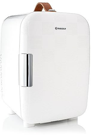 Subcold Pro10 Luxury Mini Fridge Cooler | Compact 10L Portable Small Fridge 12v & 240v | Efficient Quiet Cooling System | Ideal for Bedroom, Office, Beauty & Car | (Chequer White)
