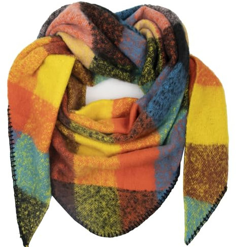 Glamexx24 XXL Schal Damen Schal Halstuch Unisex Schal Poncho Dreieckige Form Trendfarben Winterschal Kariert Schal Viele Variationen