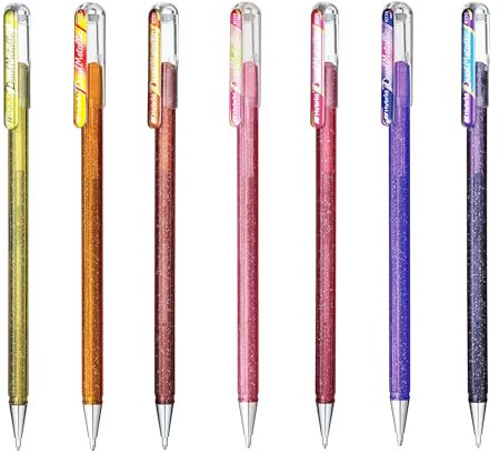 Pentel Hybrid – Dual Metallic – Flüssiggel-Tintenroller – K110 – Warmtöne Set – 7 Stück 1 stück (7er Pack)