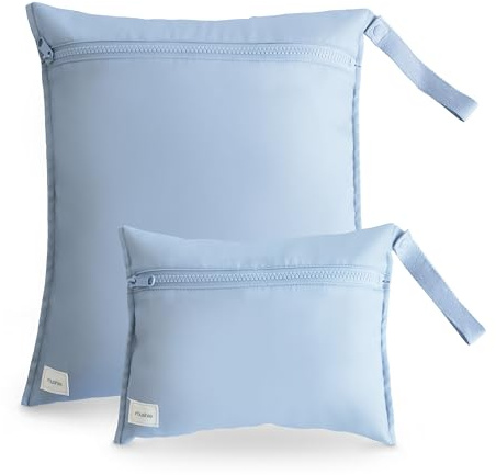 mushie Wet Bag 2-Pack Sac Résistant à l'eau pour Bébé - 2 Tailles, Fermeture Pression pour Poussette, Rangement Vêtements, Couches et Snacks, Polyester, Lavable en Machine (Tradewinds)