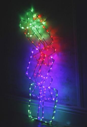 Garden Mile Large Pre-Lit Christmas Rope Lights Silhouette Gift Box - LED Outdoor Xmas Lights - Waterproof Light Up Christmas Decorations - Traditional Home Decor for Indoor & Outdoor Display