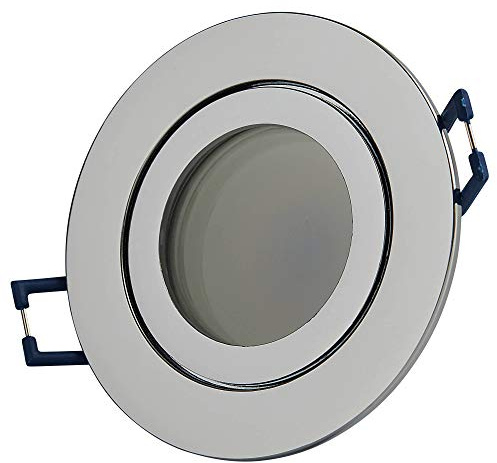 LED Einbaustrahler rund Chrom 7 Watt warmweiß IP44 12V - MR16 Einbau-spot für Bad Außen als Deckenleuchte - 60mm Bohrloch Deckenstrahler Feuchtraum Dusche Strahler Einbauleuchte